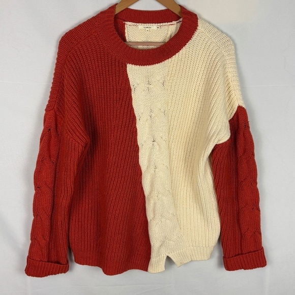 Tularosa Women Chunky CableKnit Sweater Sz S - M  Outdoor Fisherman Colorblock - Picture 1 of 7